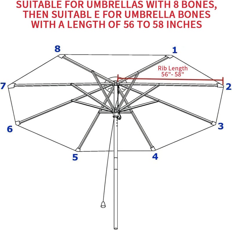 GLDDFDG Patio Umbrella Canopy, Universal Replacement Cover for 10 Feet 8- Ribs Outdoor Round Patio Market Umbrella Parasol Canopy Top Sun Shade Accessory, 300D UV Protective And Water Resistant Patio Canopy , - Image 3